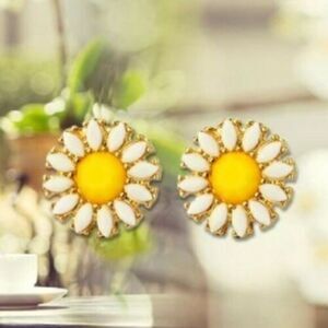 🌼Yellow & White Daisy Garden Flower stud Earrings